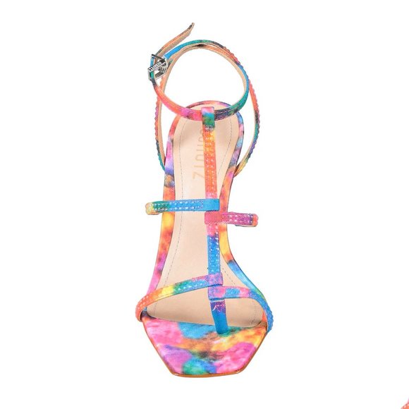 *HP* SCHUTZ multicolor spike heel Sandals leather sole ankle strap - Picture 3 of 13